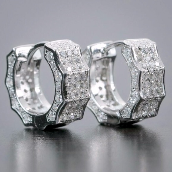 Other - Beautiful Men 925 Silver Diamond Earrings